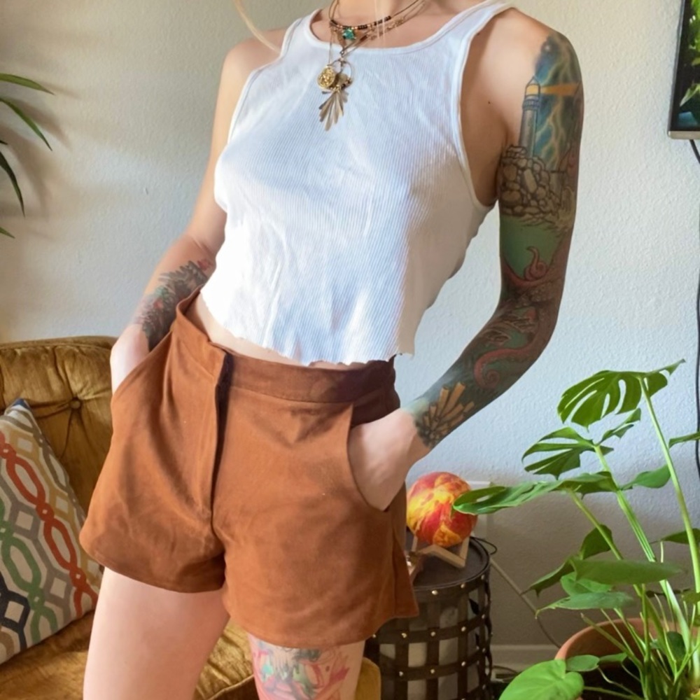 Tan Suedette Shorts